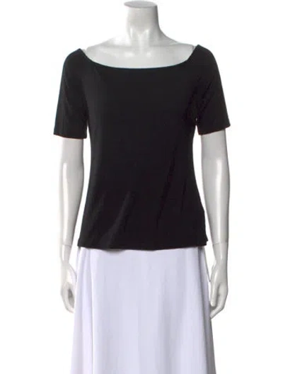 Pre-owned L'agence Bateau Neckline Short Sleeve T-shirt In Black