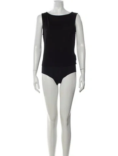 Pre-owned L'agence Bateau Neckline Sleeveless Bodysuit W/ Tags In Black