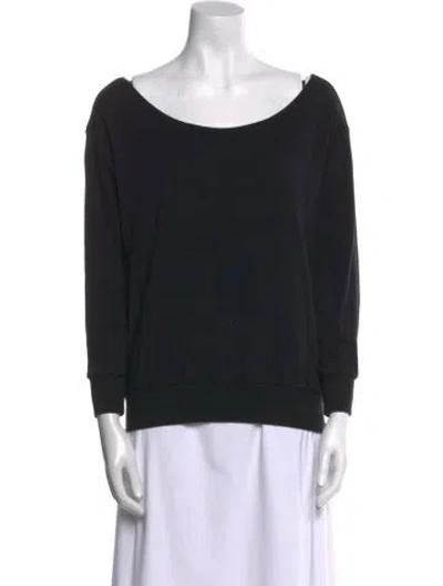 Pre-owned L'agence Bateau Neckline Three-quarter Sleeve Sweatshirt In Black