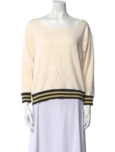 Pre-owned L'agence Bateau Neckline Three-quarter Sleeve Sweatshirt In Neutral