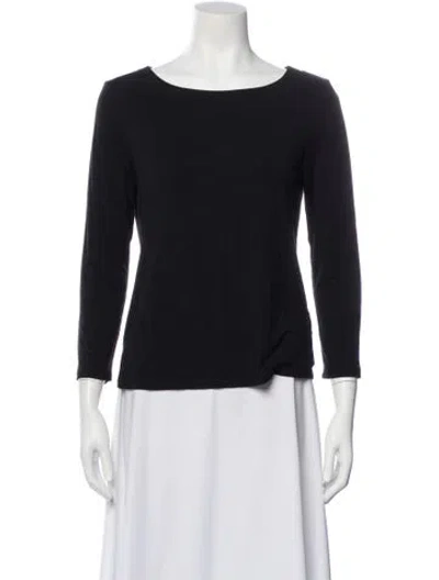 Pre-owned L'agence Bateau Neckline Three-quarter Sleeve Top In Blue