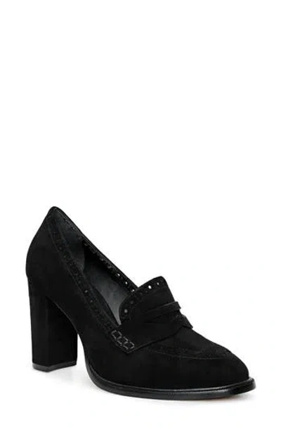 L'agence Bea Penny Loafer Pump In Black Suede