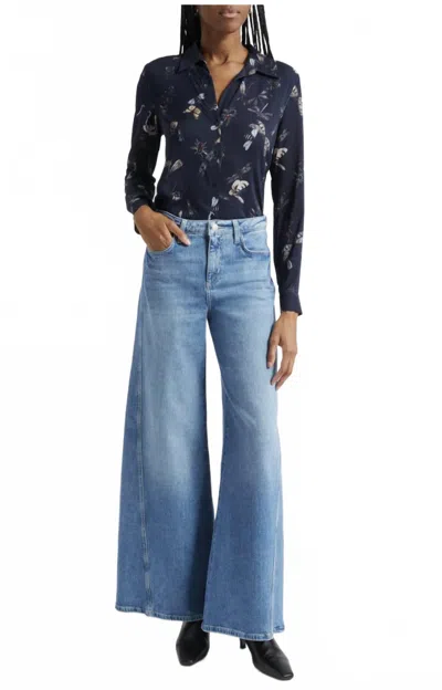 L'agence Beau Seamed High Waist Wide Leg Jeans In Kona In Blue