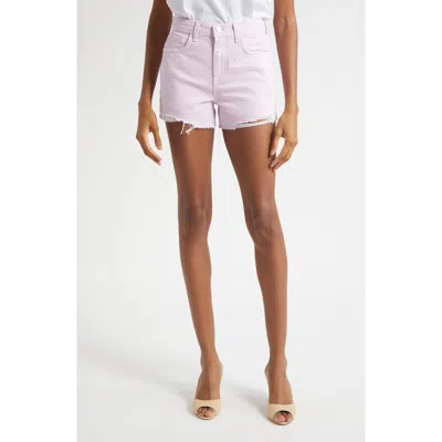 L'agence Beck High Waist Cutoff Denim Shorts In White