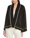 L'agence Becker Knit Crop Kimono Sweater In Black In Black