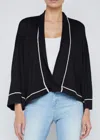 L'agence Becker Knit Crop Kimono Sweater In Black In Black