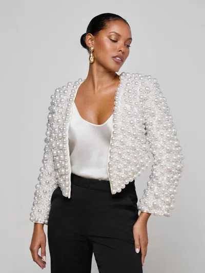 L'agence Belle Oversized Pearl Jacket In White
