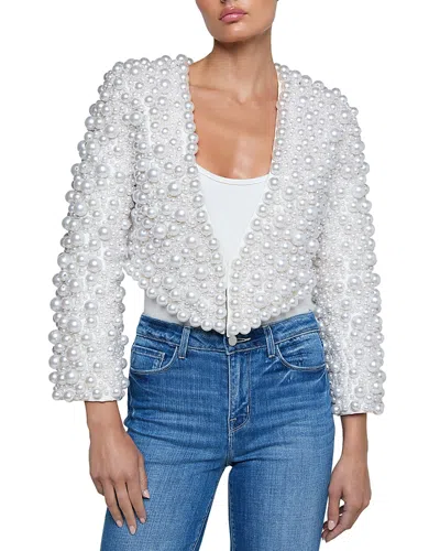 L'agence Belle Oversized Pearl Jacket In White