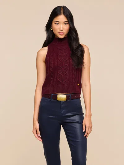 L'agence Bellini Cable-knit Top In Merlot Red