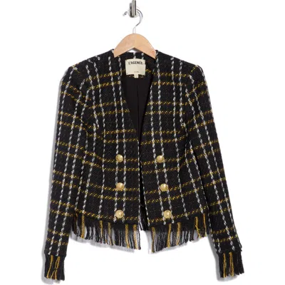 L'agence Belmont Fringe Tweed Jacket In Multi
