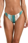 L'agence Nicole Belt Stripe Classic Bikini Bottom In Blue