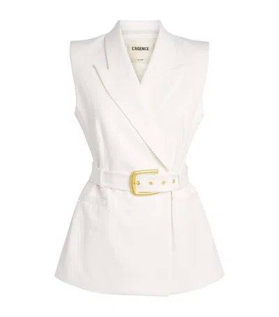L'agence Belted Emerly Waistcoat In White