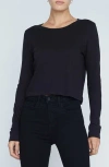 L'agence Benny Crewneck Crop T-shirt In Black