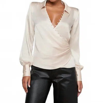 L'agence Bernice Satin Wrap Blouse In Champagne In Neutral