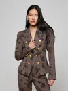 L'agence Bethany Flocked Herringbone Blazer In Multi