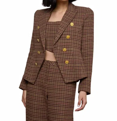 L'agence Bethany Houndstooth Blazer In Dark Brown Multi