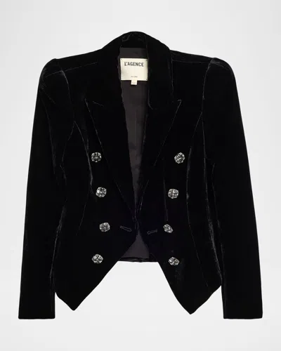 L'agence Bethany Structured Velvet Blazer In Multi
