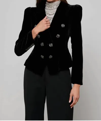 L'agence Bethany Velvet Structured Blazer In Black