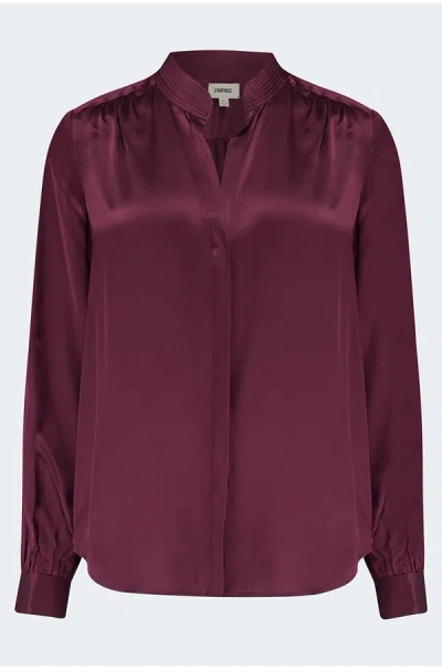 L'agence Bianca Band Collar Blouse In Dark Port In Purple