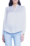 L'agence Bianca Silk Satin Blouse In White