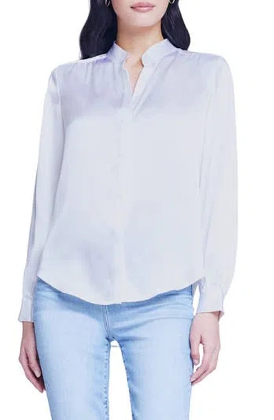 L'agence Bianca Silk Satin Blouse In White