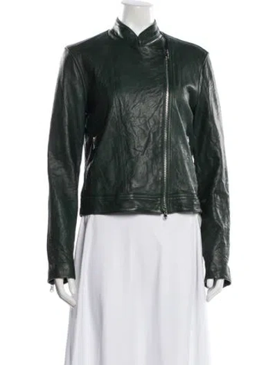 Pre-owned L'agence Biker Jacket In Green