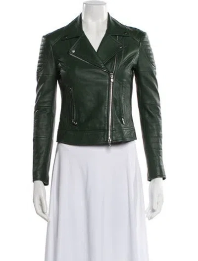 Pre-owned L'agence Biker Jacket In Green