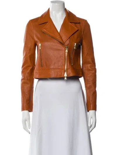 Pre-owned L'agence Biker Jacket In Orange