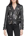 L'agence Billie Double-breasted Leather Jacket In Black
