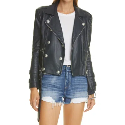 L'agence Billie Belted Leather Moto Jacket In Black