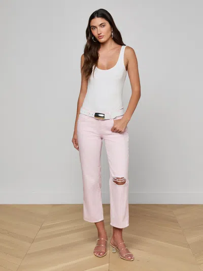 L'agence Blaine Low Rise Crop Stovepipe Jeans In Icy Lilac In Pink