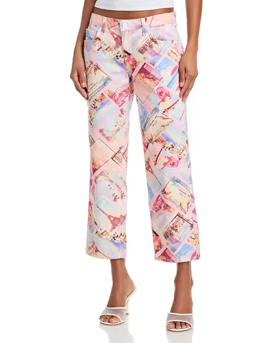 L'agence Blaine Low Rise Crop Stovepipe Jeans In Pink Postcard In Multi