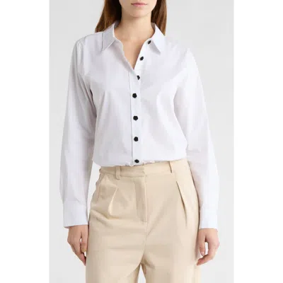 L'agence Blake Button-up Bodysuit In White