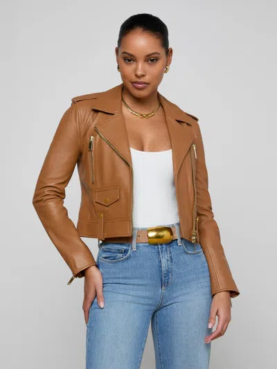 L'agence Blakely Leather Biker Jacket In Brown