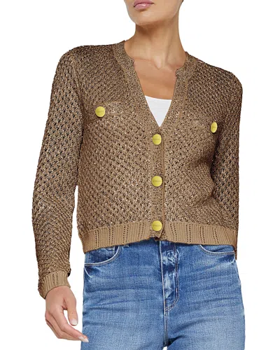 L'agence Blanca Cropped V Neck Cardigan In Brown