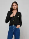 L'agence Blanca Sequined Cropped Cardigan In Black
