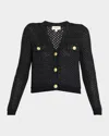 L'agence Blanca Sequined Cropped Cardigan In Animal Print