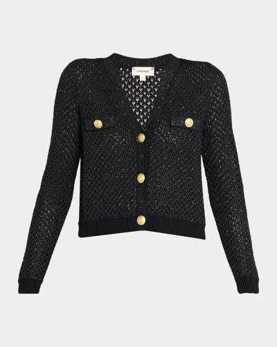 L'AGENCE BLANCA SEQUINED CROPPED CARDIGAN