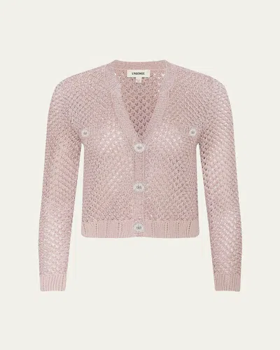 L'agence Blanca Sequin Crop Cardigan In Adobe Rose