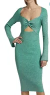 L'agence Boa Twisted Front Metallic Dress In Jade In Green