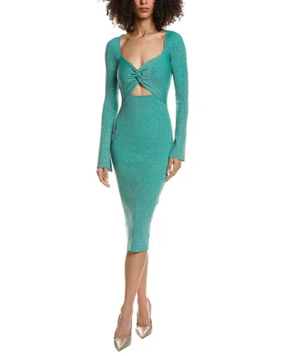 L'agence Boa Twisted Front Midi Dress In Green