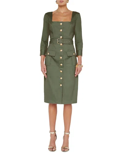 L'agence Bordeaux 3/4 Sleeve Midi Dress In Green