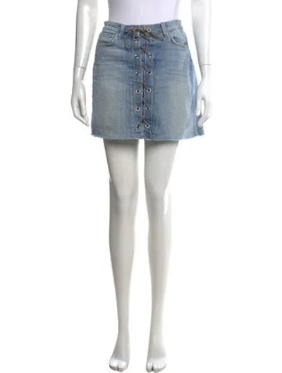 Pre-owned L'agence Bow Accents Mini Skirt In Blue