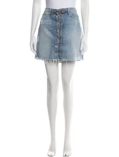 Pre-owned L'agence Bow Accents Mini Skirt In Blue