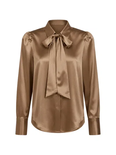 L'agence Bow-detail Pussy-bow Blouse In Brown