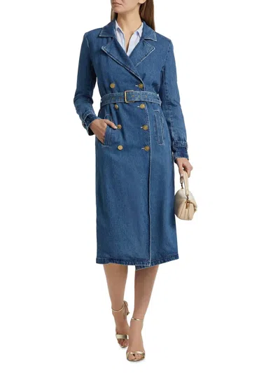 L'agence Bradley Denim Trench Coat In Lynnwood In Multi