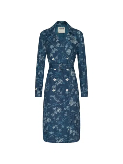 L'agence Bradley Floral-print Trench Coat In Blue