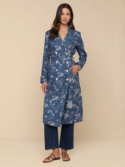 L'agence Bradley Linen Trench Coat In Blue