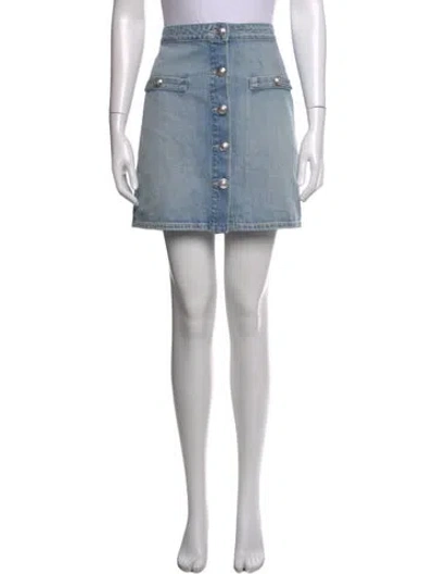 Pre-owned L'agence Braided Accents Mini Skirt In Blue