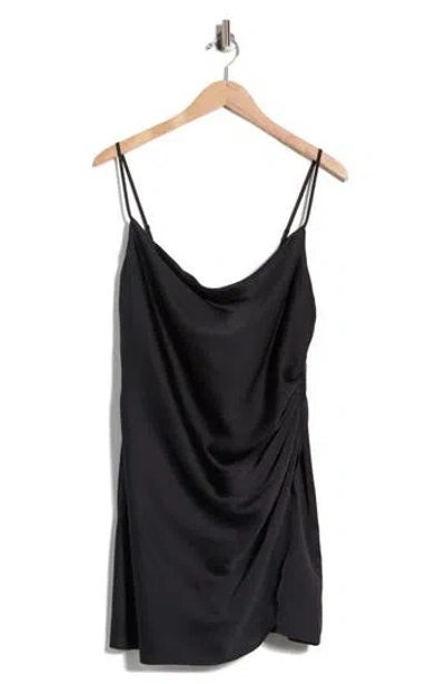 L'agence Brauna Cowl Neck Minidress In Black